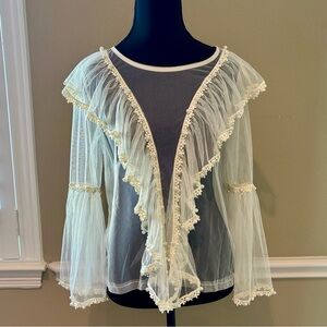 Sheer Victorian Inspired Boho Cottagecore Fairycore Coquette Romantic Blouse SzM